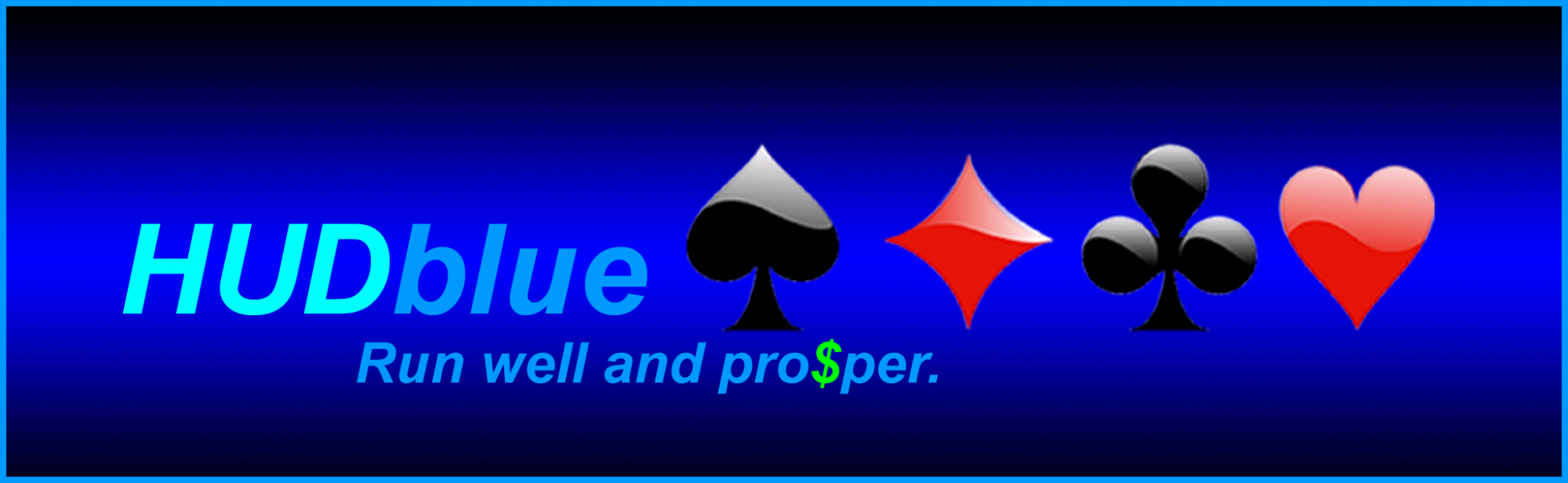 HUDblue logo and slogan banner. Run well and prosper.
