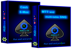 HUDblue T,MTT HUD and HUDblue CS, 6-Max HUD packaging.
