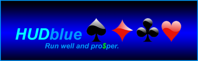 HUDblue. logo and slogan banner. Run well and prosper.