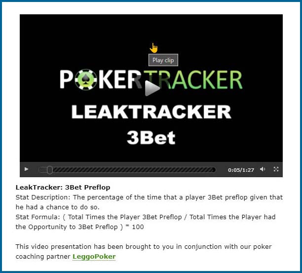 PokerTracker, Leak Tracker, 3Bet video.